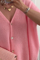 V-Neck Button Up Short Sleeve Cardigan