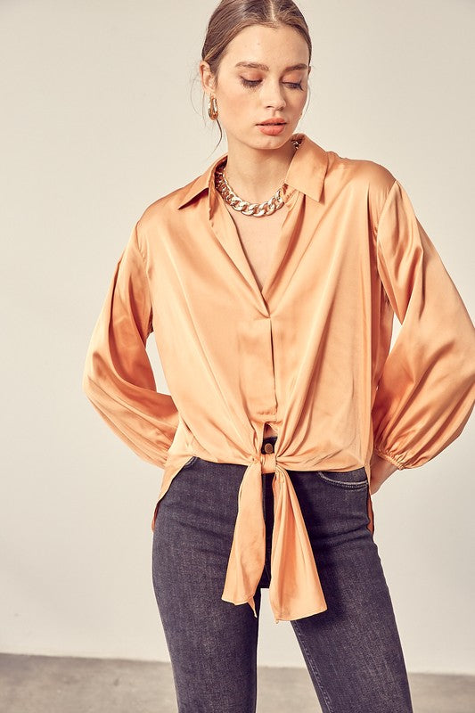 Apricot Front Tie Shirt