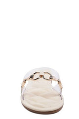 SCOTH Clear Buckled Quilted Slides