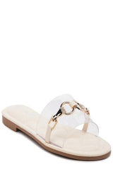 SCOTH Clear Buckled Quilted Slides