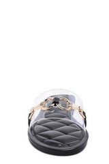 SCOTH Clear Buckled Quilted Slides