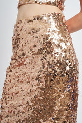 Sequin Shirred  MIDI SKIRT