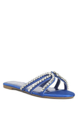 Mezzie Rhinestone Strap Flat Sandals