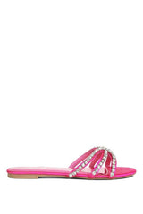 Mezzie Rhinestone Strap Flat Sandals