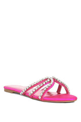 Mezzie Rhinestone Strap Flat Sandals