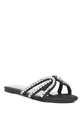 Mezzie Rhinestone Strap Flat Sandals