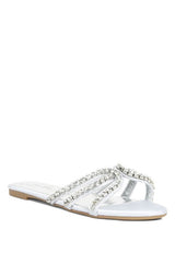 Mezzie Rhinestone Strap Flat Sandals