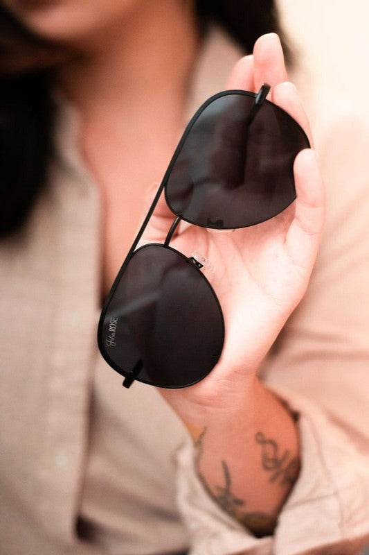 Black Black Unisex Aviator Sunglasses