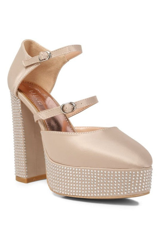 Shiver Rhinestones Embellished Platform Sandals