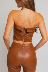 Corset Faux Leather Tube Top