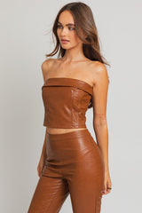 Corset Faux Leather Tube Top