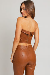 Corset Faux Leather Tube Top