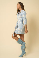 STONEWASHED Belted Button Down Denim Dress