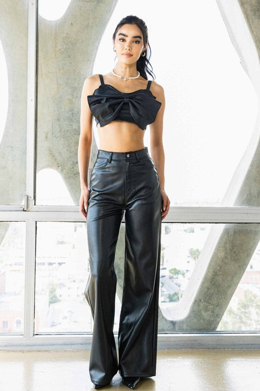 Vibrant M.i.U Vegan Leather Wide Leg Pants