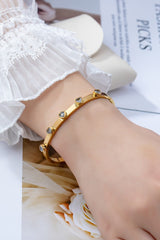 Stainless steel Gem Heart Hinge Bangle