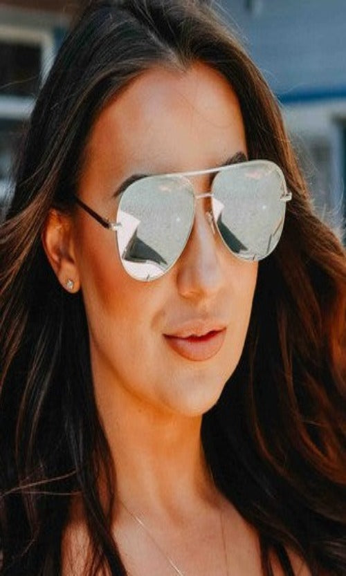 Black/Silver  Unisex Aviator Sunglasses