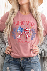Bow America Needs Jesus Graphic T Shirts