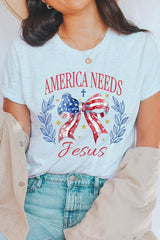 Bow America Needs Jesus Graphic T Shirts