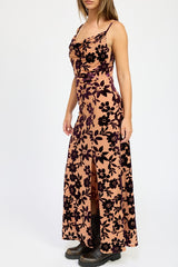 Floral Print Cowl Neck Maxi Dress