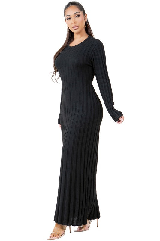 Knitted Long Sleeves Maxi Dress