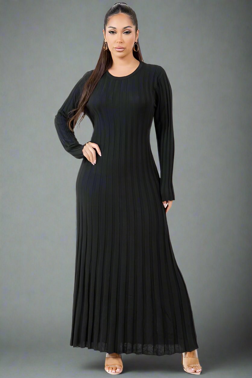 Knitted Long Sleeves Maxi Dress