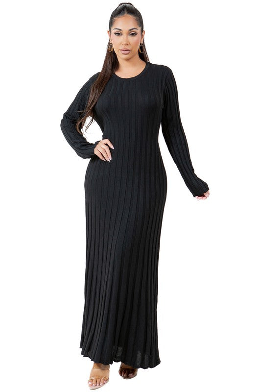 Knitted Long Sleeves Maxi Dress