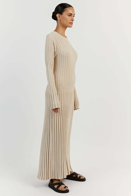 Knitted Long Sleeves Maxi Dress