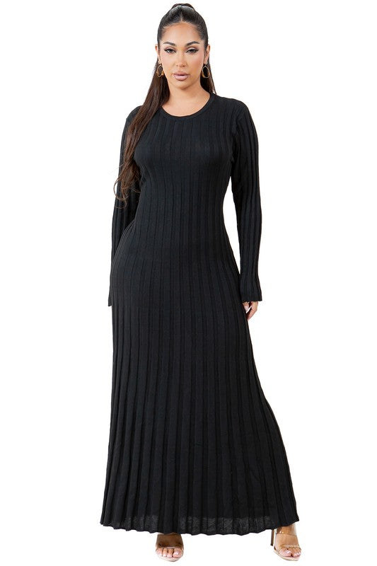 Knitted Long Sleeves Maxi Dress