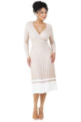 V Neck Knitted Midi Dress