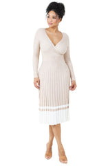 V Neck Knitted Midi Dress