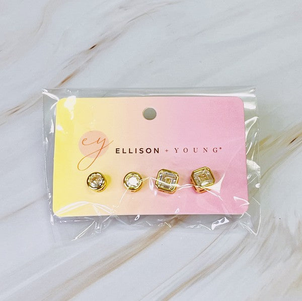 Bella Bezel Stud Earrings Set Of 2