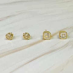 Bella Bezel Stud Earrings Set Of 2