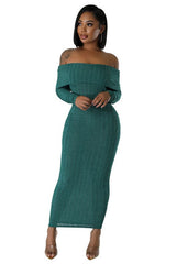 Bodycon Long Sleeves Off shoulder Maxi Dress