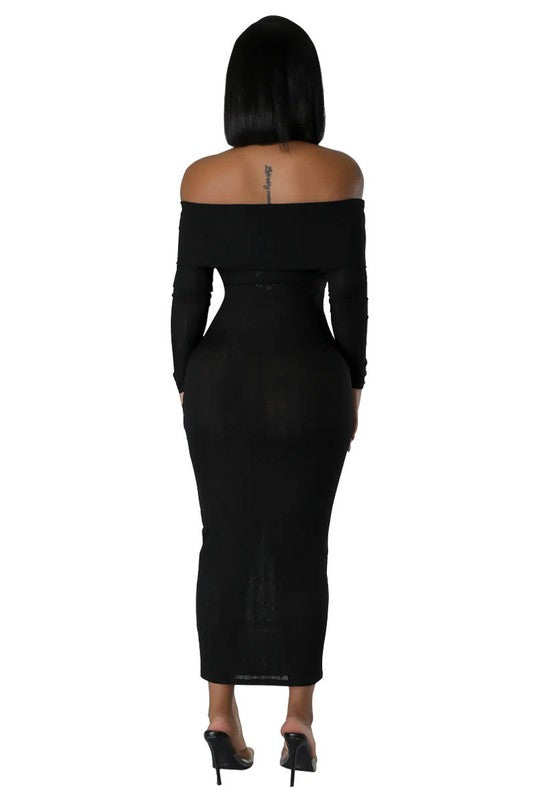 Bodycon Long Sleeves Off shoulder Maxi Dress