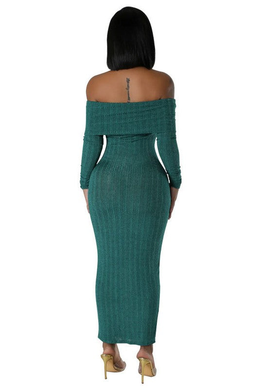 Bodycon Long Sleeves Off shoulder Maxi Dress