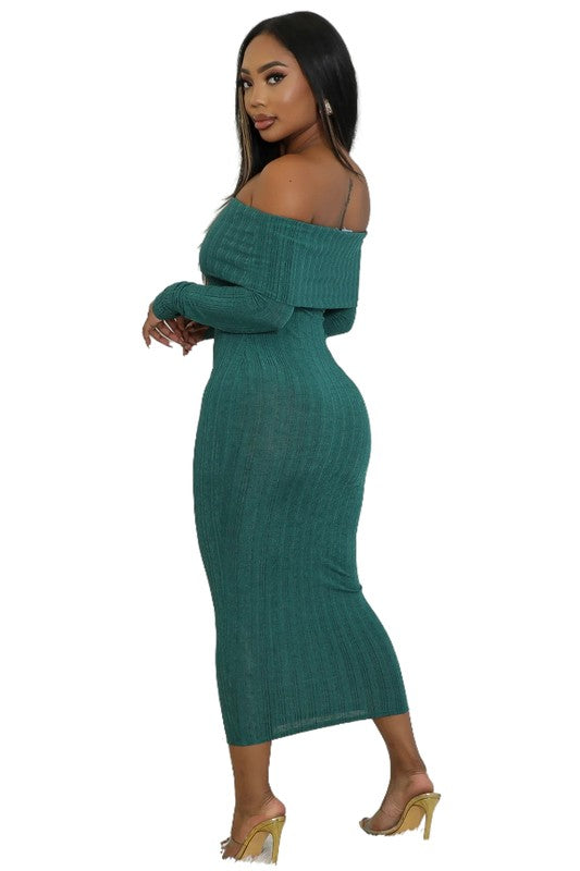 Bodycon Long Sleeves Off shoulder Maxi Dress