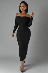 Bodycon Long Sleeves Off shoulder Maxi Dress