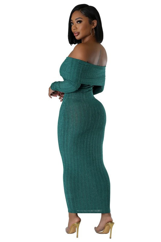 Bodycon Long Sleeves Off shoulder Maxi Dress