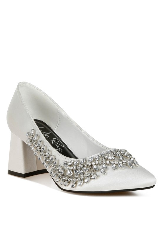 Abatina Satin Diamante Embellished Pumps