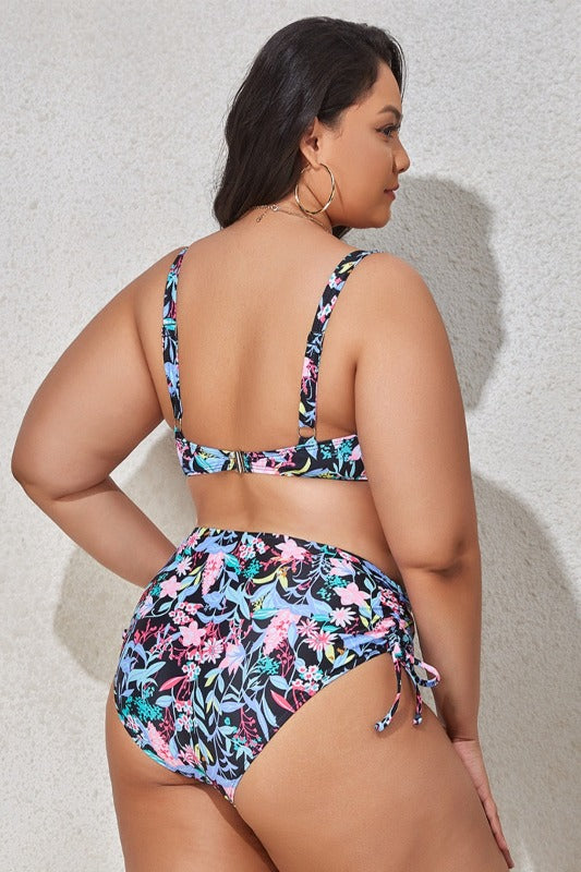 Plus Size Printed Wide Strap Two-Piece Swim Set