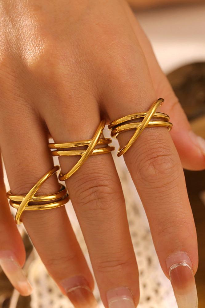 18K Gold-Plated Crisscross Ring