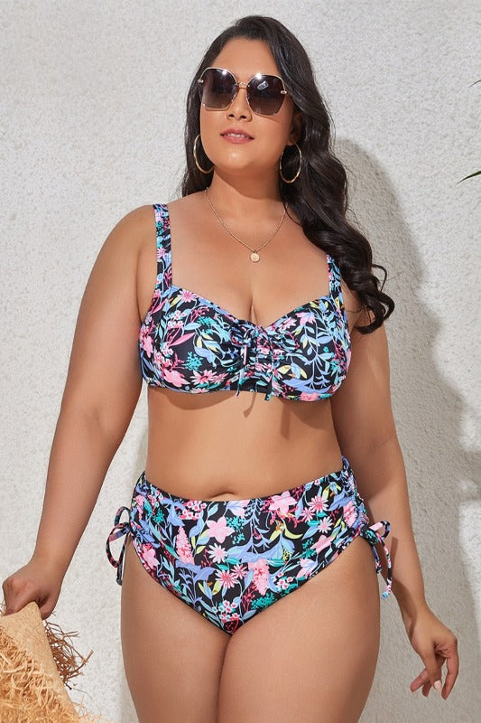 Plus Size Printed Wide Strap Two-Piece Swim Set