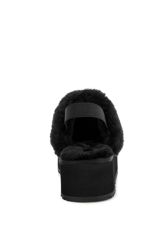 Kutchu Faux Fur Trim Platform Classic Slingback