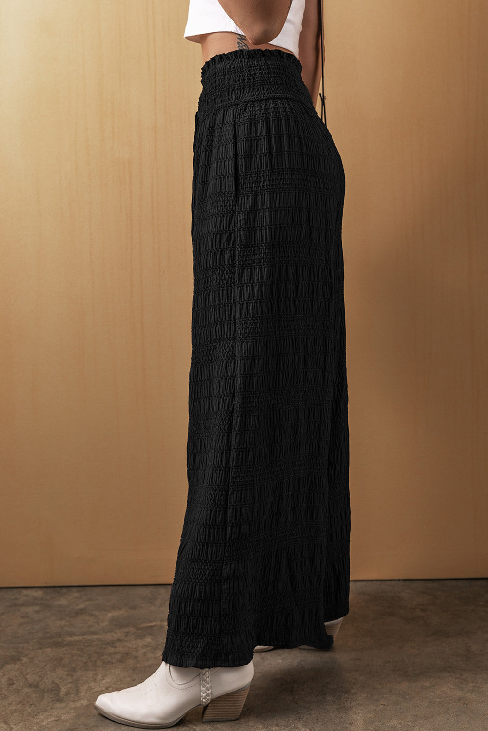 Black Tied Wide Leg Pants