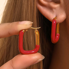 Stainless Steel Drip Oil Contrast Earring