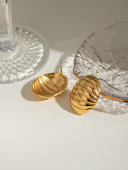 18K Gold-Plated Stainless Steel Ribbed Earrings