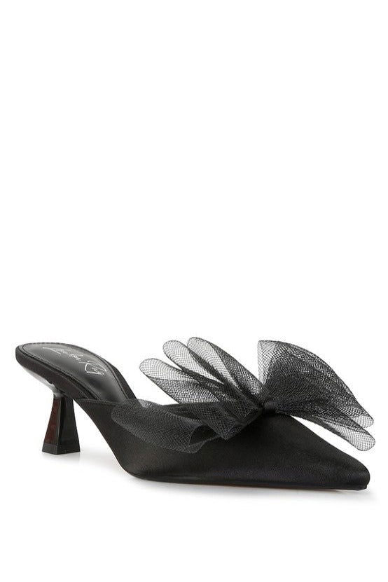 Asma Organza Bow Embellished Satin Mules - Hassle Free Cart