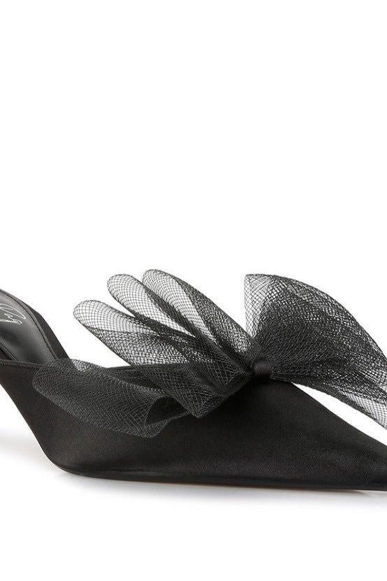 Asma Organza Bow Embellished Satin Mules - Hassle Free Cart