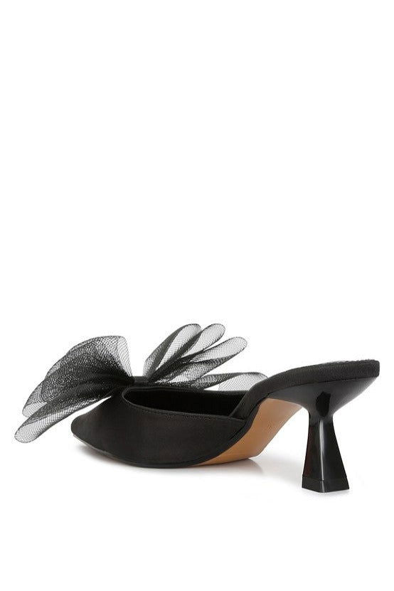 Asma Organza Bow Embellished Satin Mules - Hassle Free Cart