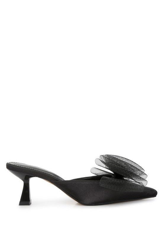 Asma Organza Bow Embellished Satin Mules - Hassle Free Cart